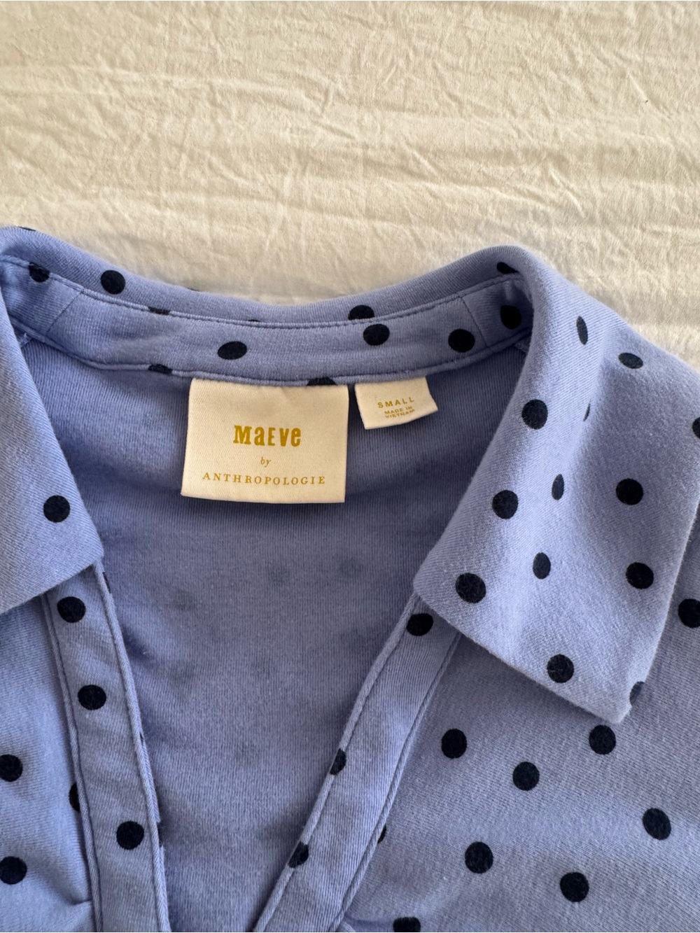 Maeve By Anthropologie Purple Polka Dot Ruched Button Front Blouse Top - Picture 3 of 8